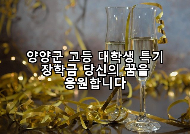 양양군 고등 대학생 특기 장학금 당신의 꿈을 응원합니다